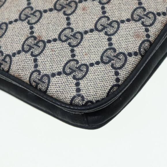 GUCCI GG Supreme Shoulder Bag Pvc Leather Navy Gold - Picture 12 of 16